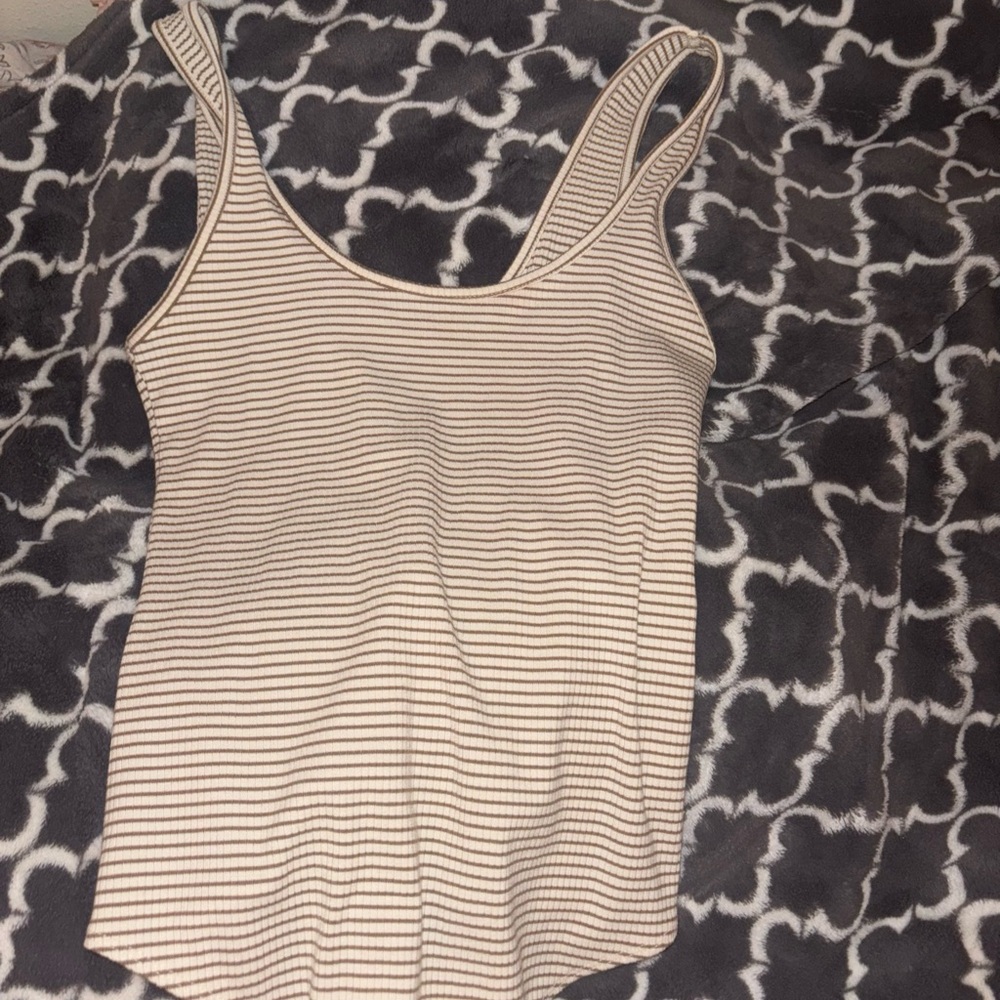 Striped Beige and brown body suit